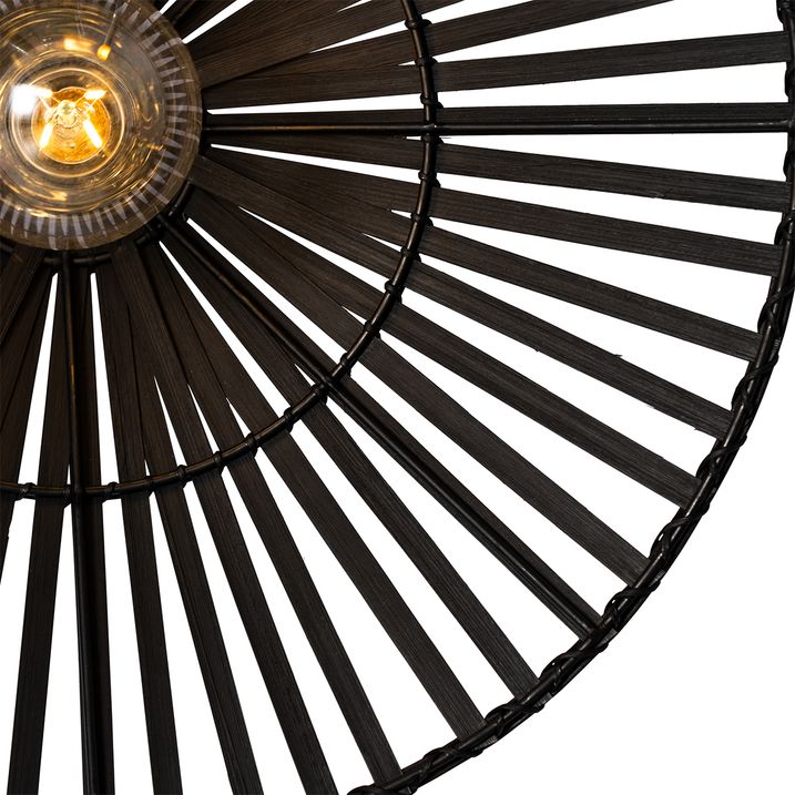 Oriental wall lamp black bamboo round - Pua