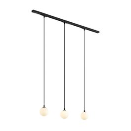 Système d'éclairage sur rail moderne noir avec 3 suspensions blanches 1 phase - Iconic Perle