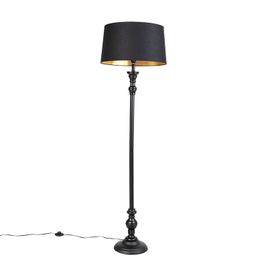 Vloerlamp met katoenen kap zwart met goud 45 cm - Classico