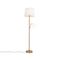 Lampadaire classique bronze avec abat-jour en tissu blanc et lampe de lecture - Retro