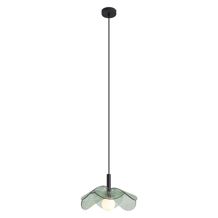 Design hanglamp zwart met groen glas - Kemner