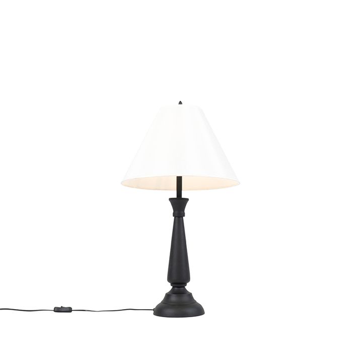 Classic table lamp black with cream shade - Taula