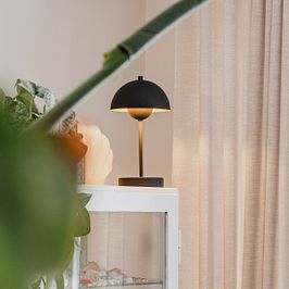 Retro tafellamp mushroom zwart met goud - Magnax Mini