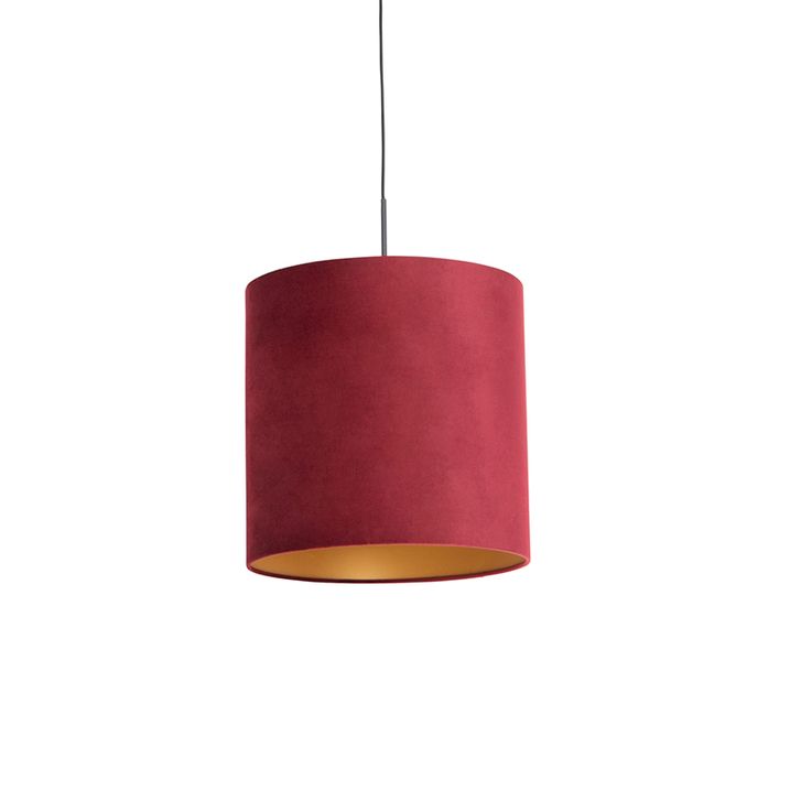 Függőlámpa piros bársony árnyékolóval, aranyozott 40 cm - Combi
