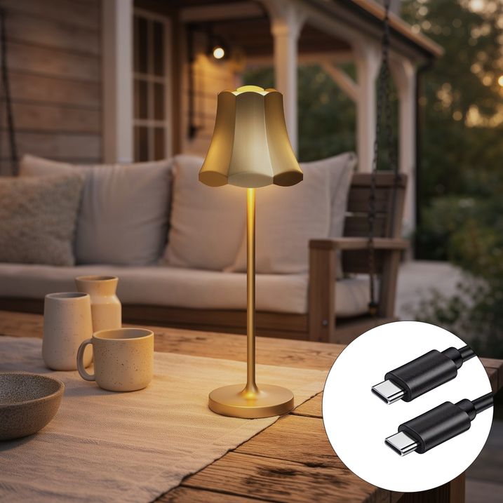 Retro bordslampa guld laddningsbar IP44 - Granny