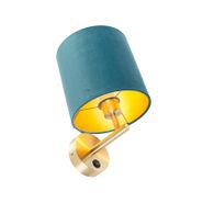 Applique-da-parete-elegante-dorata-con-paralume-in-velluto-blu---Matt