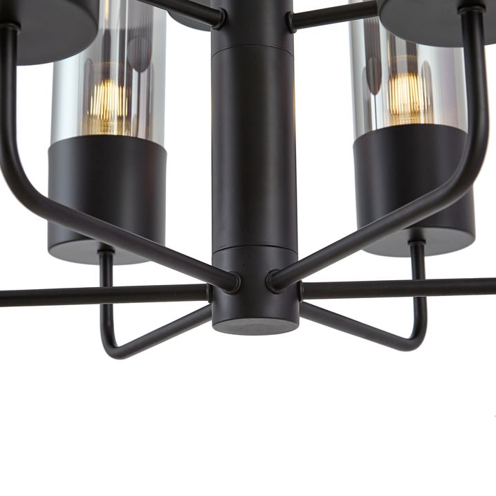 Lustre moderne noir avec verre fumé 9 lumières - Laura
