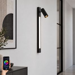 Jackle Smart Black Tiltable Ceiling Spotlight, WiFi GU10 Included