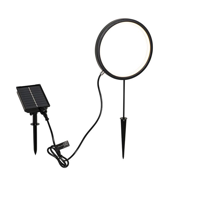 Piikkivalaisin musta 50 cm sis. ladattava ja aurinkoenergiainen LED IP65 - Adalind