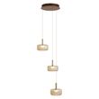 Design-hanglamp-roségoud-met-amber-glas-incl.-LED-3-staps-dimbaar-3-lichts-Easylift---Fiera
