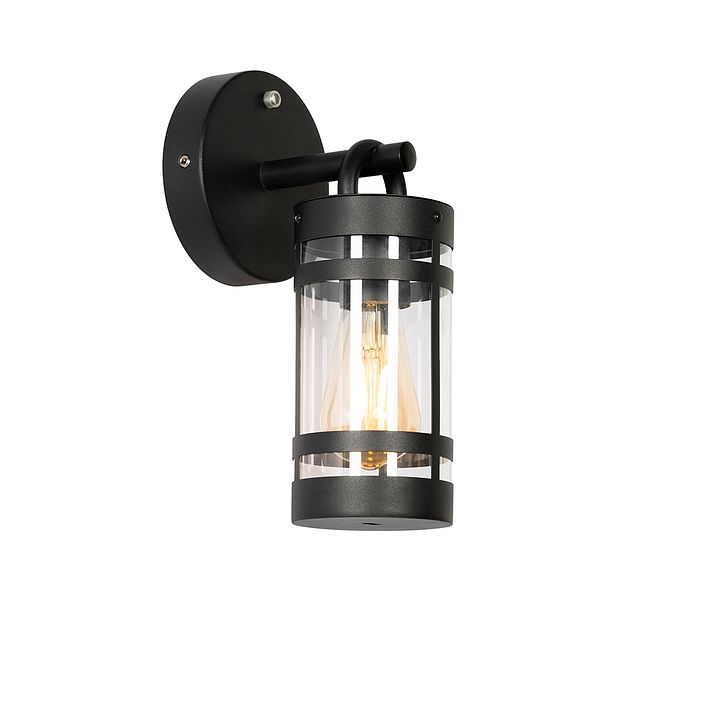 Vonkajšia nástenná lampa čierna IP44 so senzorom súmraku - Ruben