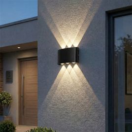 Applique murale d'extérieur noire avec LED 6 lumières IP54 - Silly