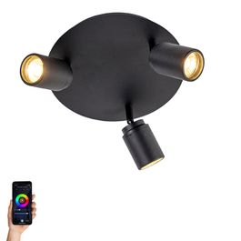 Faretto da bagno smart nero IP44 incl. 3 WiFi GU10 - Ducha