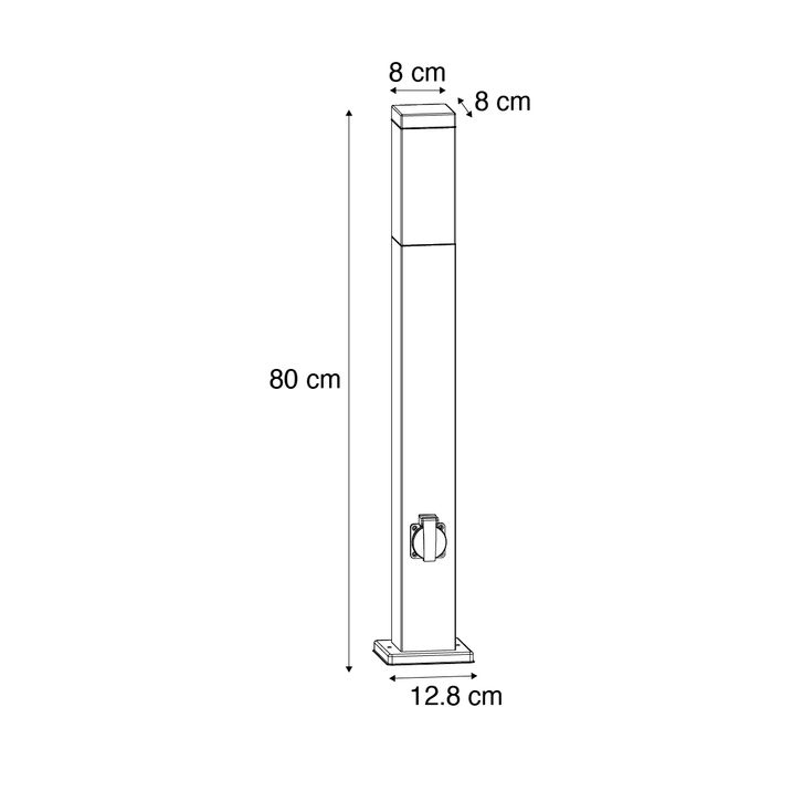 Soketli 80 cm koyu gri dış mekan lambası IP44 - Malios