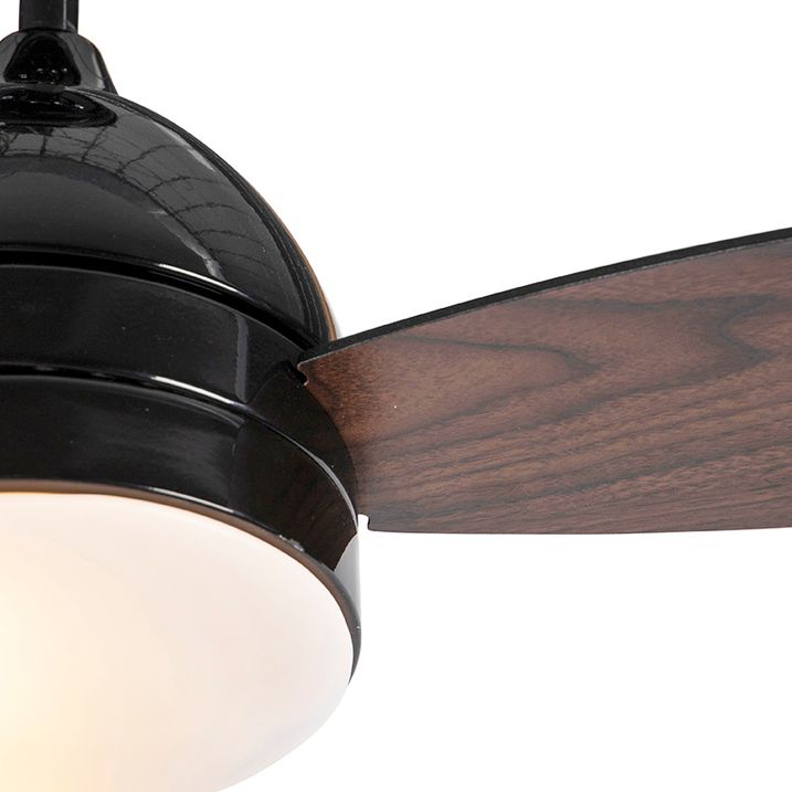 Ventilateur de plafond noir avec impression bois 96cm avec télécommande - Rotar