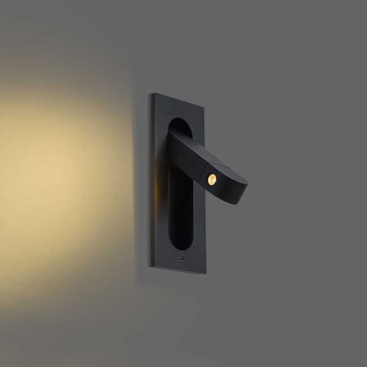Applique murale moderne noire avec LED et port USB-C - Hilton