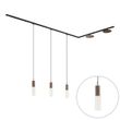 Nowoczesny-system-szynowy-czarny-z-3-lampami-wiszącymi-i-2-lampami-sufitowymi-brązowy-1-fazowy---Iconic-Lloyd-Pulley