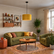 Melna-piekaramā-lampa-ar-dzeltenu-samta-abažūru-ar-zeltu-50-cm---Combi