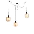 Design-hanglamp-zwart-met-amber-glas-3-lichts-226-cm---Qara
