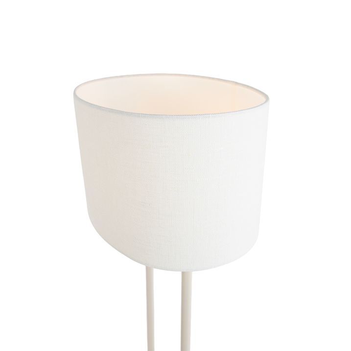 Lattiavalaisin beige soikealla valkoisella pellavavarjostimella 35cm - Thijmen