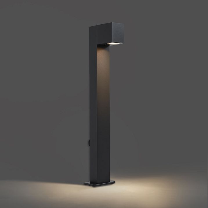 Modernus lauko grindų šviestuvas juodas 65 cm su lizdu IP44 - Baleno