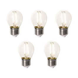 Set van 5 E27 dimbare LED lampen P45 helder glas 3W 250 lm 2200K