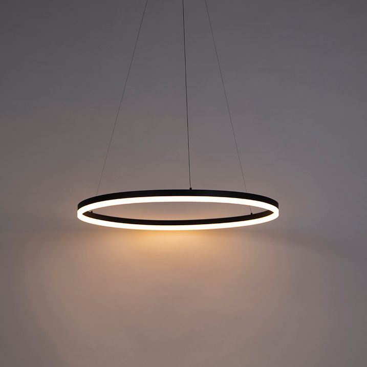 Candeeiro suspenso de design preto 80 cm Incl. LED regulável em 3 níveis - Anello