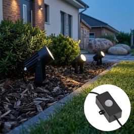 12V systeem zwart 8m met 3 prikspots incl. LED en bewegingssensor IP44 - Voltaire Pico