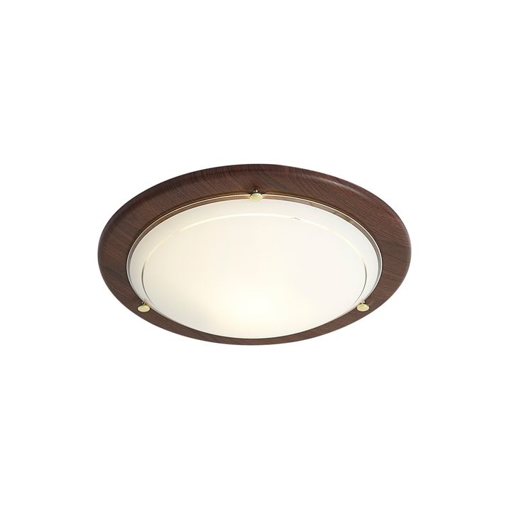 Klassieke plafonnière walnoot hout met wit glas - Mesiac