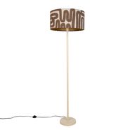 Japandi-lattiavalaisin-beige-ruskea-beigellä-raidallisella-varjostimella-50-cm---Simplo