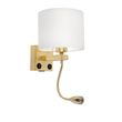Goldene-Wandleuchte-USB-mit-weissem-Schirm---Brescia-Combi