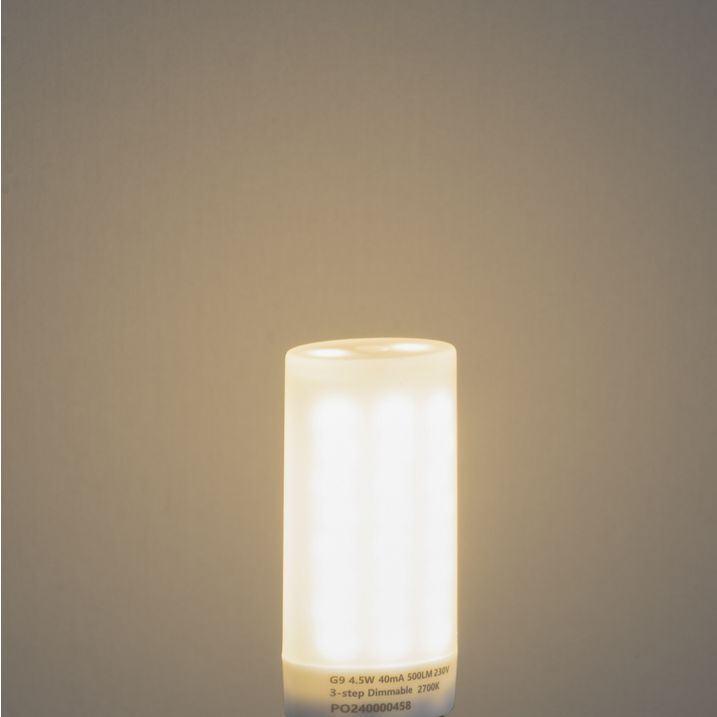 Sada 2ks stmievateľných LED žiaroviek G9 s 3-stupňovým stmievaním, opál, 4,5W, 500lm, 2700K