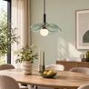 Design-Pendelleuchte Schwarz mit grünem Glas - Kemner
