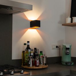 Lámpara de pared de diseño negro/dorado con LED - Caja