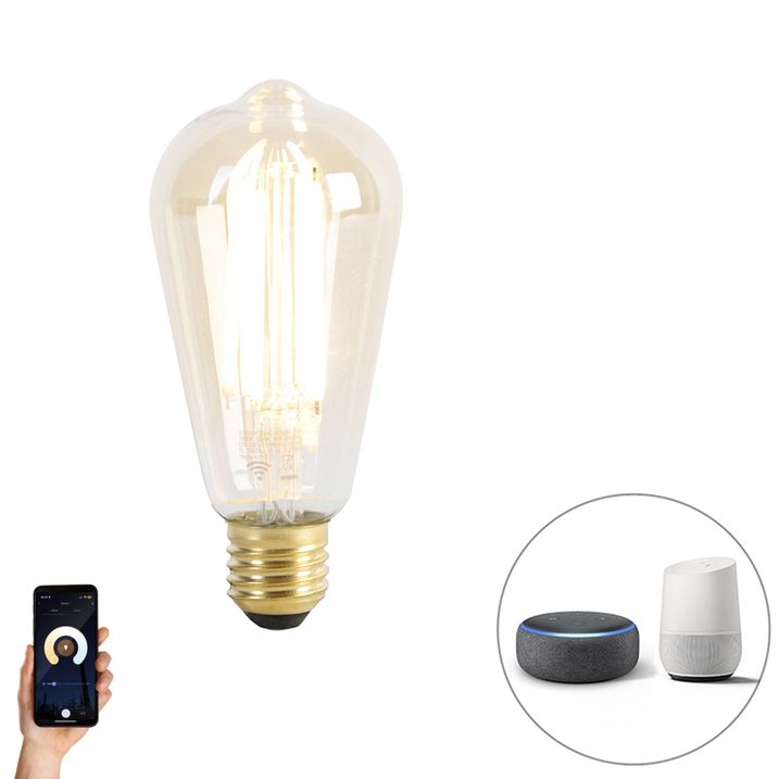 Pametna LED žarulja E27 ST64 zlatna 7W 806lm 1800-3000K