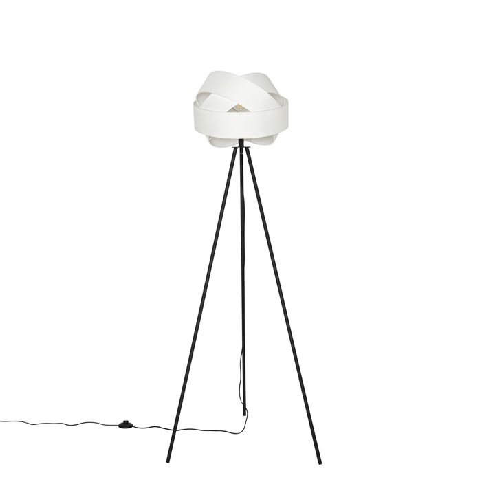 Lampadaire moderne noir avec abat-jour blanc - Cloth