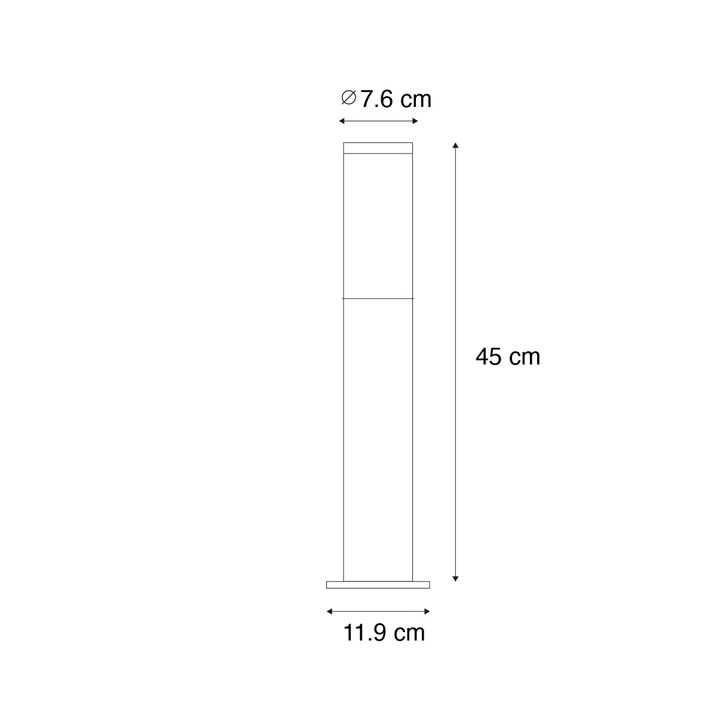 Moderné vonkajšie stĺpové svietidlo čierne 45 cm IP44 - Rox
