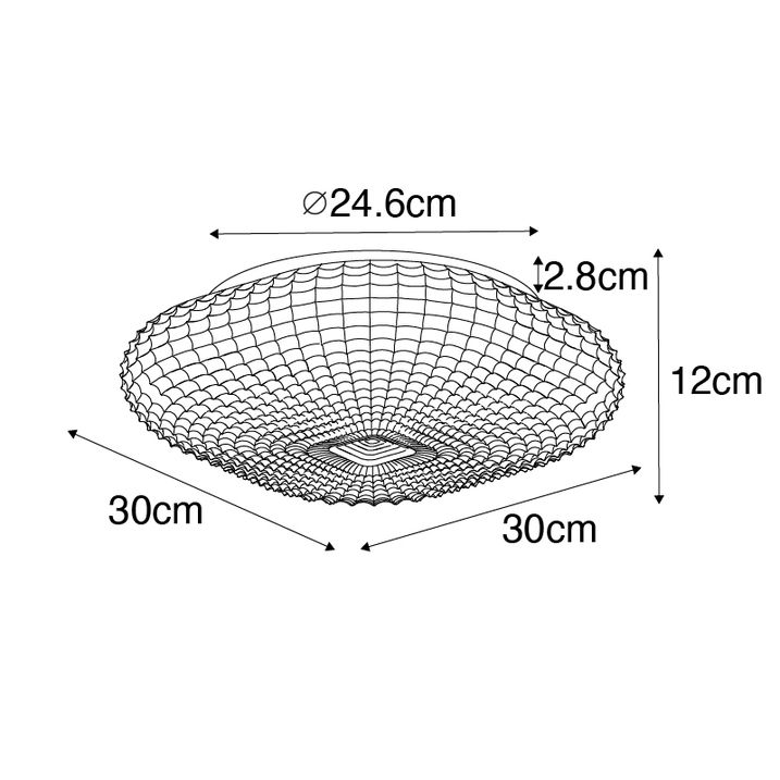 Klasické stropné svietidlo čierne s jantárovým sklom 30 cm IP44 - Damian
