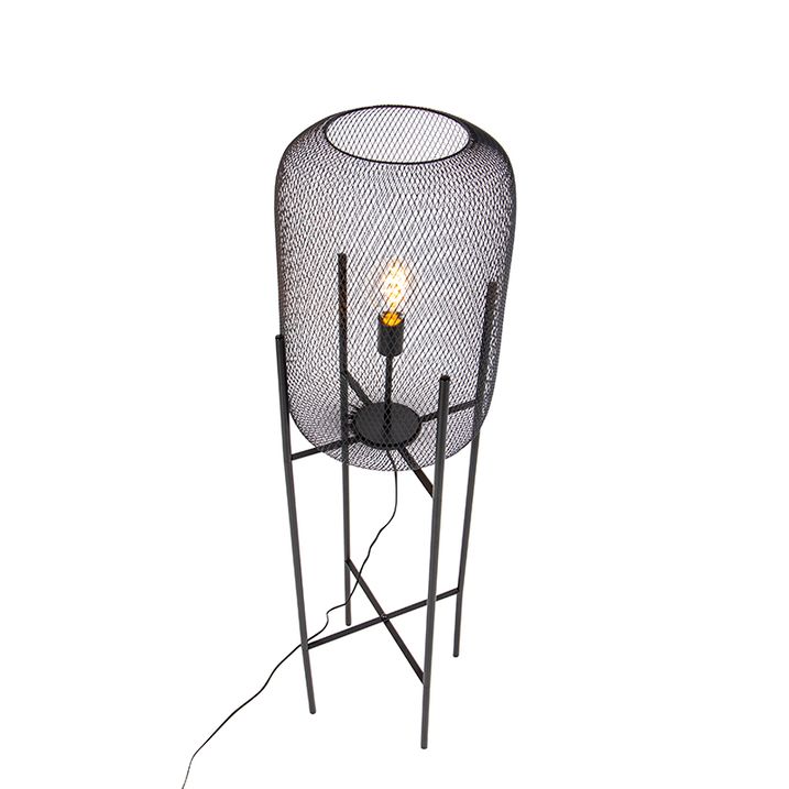 Lampada da terra moderna nera - Bliss Mesh