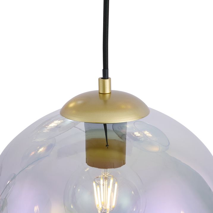 Art Deco Hanglamp Goud met Regenboog Glas 7-Lichts - Sandra