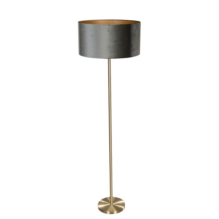 Lampada da terra ottone con paralume in velluto verde 50 cm - Simplo