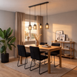 Lampă-suspendată-de-design-neagră-cu-sticlă-fumuriu-4-lumini---Dome