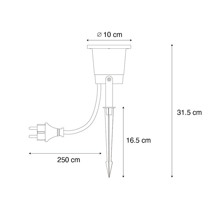 Moderner Gartenstrahler schwarz inkl. LED verstellbar mit Kabel und Stecker 250cm IP65 - Basic