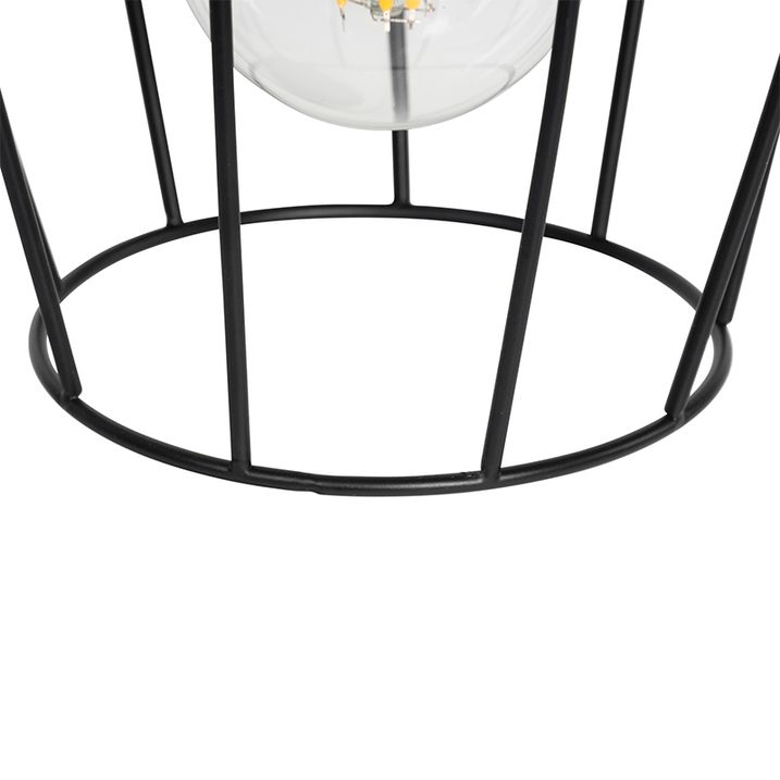 Lampe de table rustique noire avec bois - Stronk