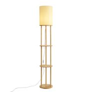 Lampadaire-intelligent-en-bois-avec-abat-jour-beige-avec-WiFi-A60---Stojon