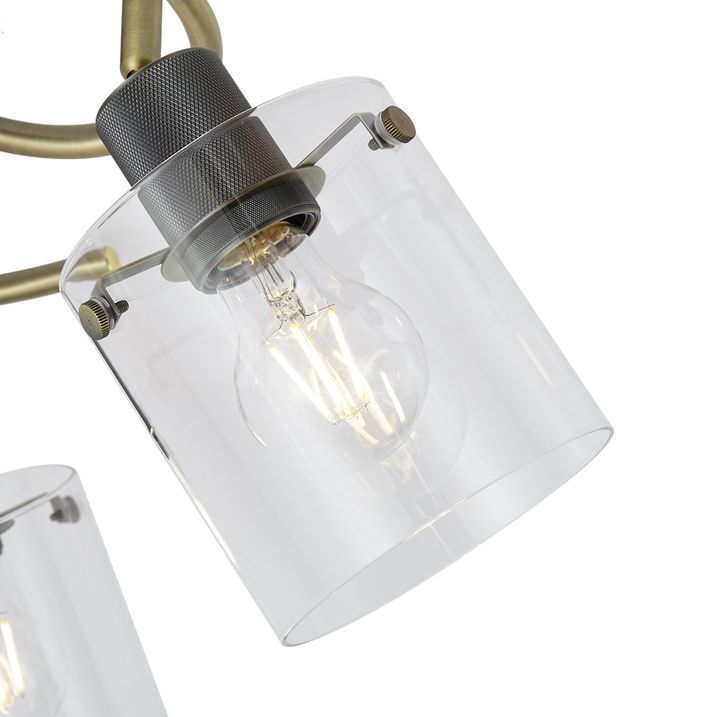 Faretto da soffitto di design bronzo con vetro trasparente rotondo a 3 luci - Domo