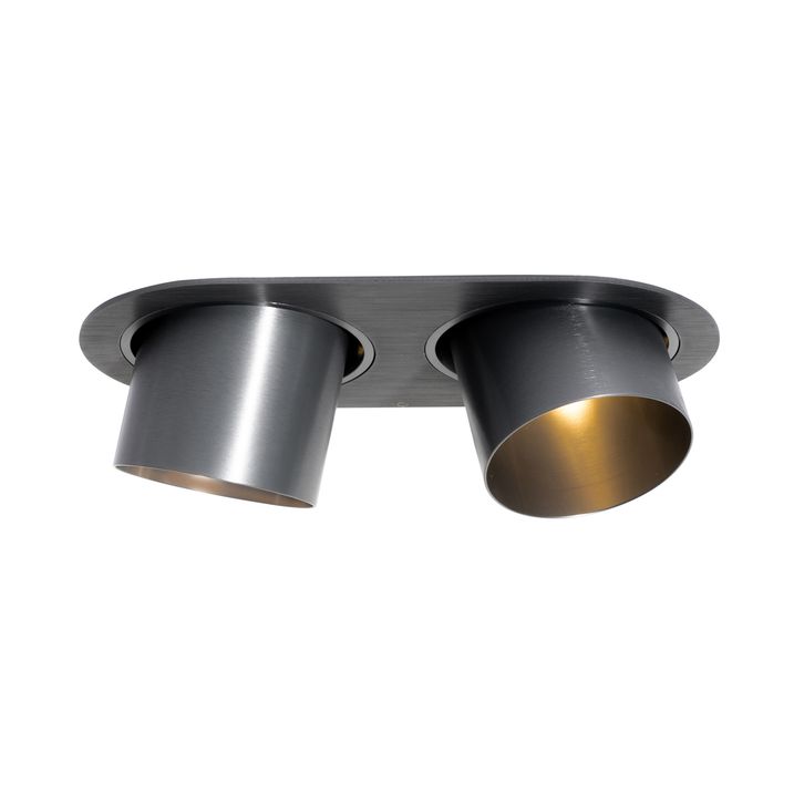 Spot encastré arrondi métal canon de fusil GU10 70 mm inclinable 2 lumières - Installa