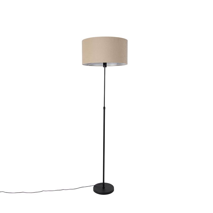 Floor Lamp Black Adjustable with Light Brown Lampshade 50 cm - Parte