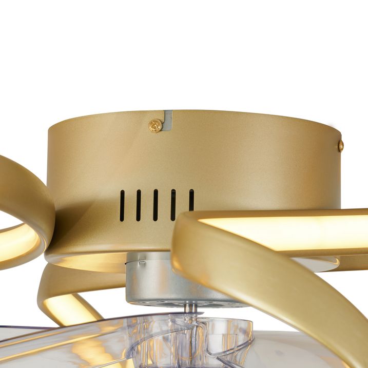 Stropní ventilátor mosazný 55 cm vč. LED stmívatelný s dálkovým ovládáním - Mandy