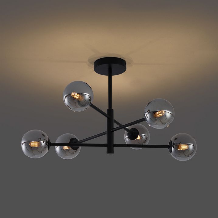 Moodne laelamp must suitsuklaasiga 6-valgustiga - Ryan